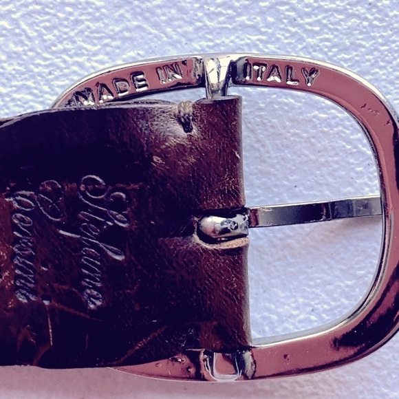 Stefano Corsini Blue Webbing Brown Leather Men's 34” - Picture 5 of 10